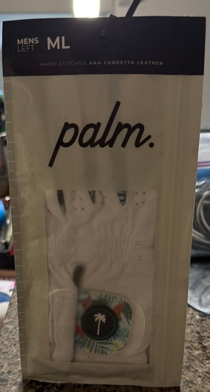 Palm Golf Company soft Cabretta leather Mens Left Hand Glove Size ML White New